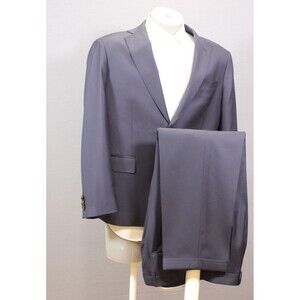 Itailor Men's 2 Piece Suit Solid Blue 2 Btn Wool 44S Pleated Fronts 36" Waist